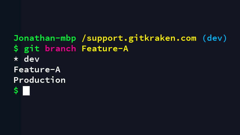 Git branch creation in the CLI