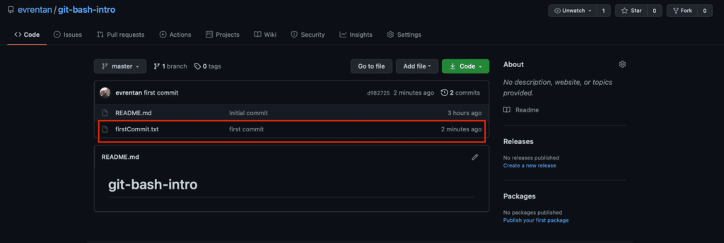 Checking Remote Repository after Pushing the Change