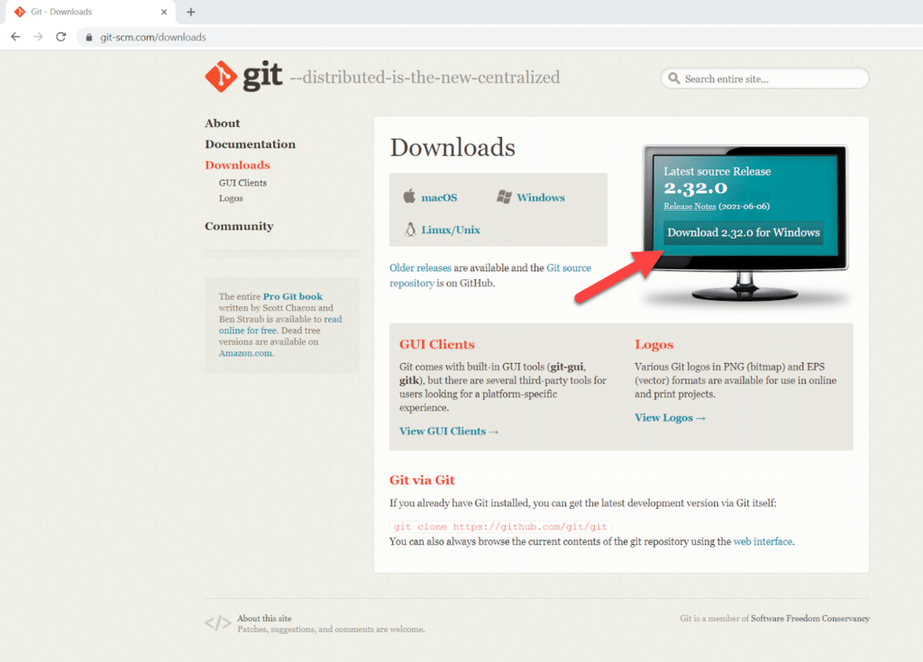 Git  Bash Download screen