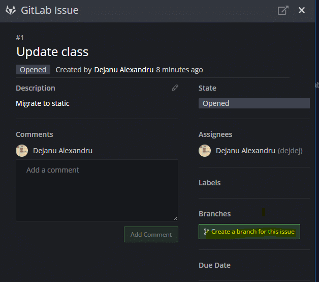 GitLab issue open in GitKraken