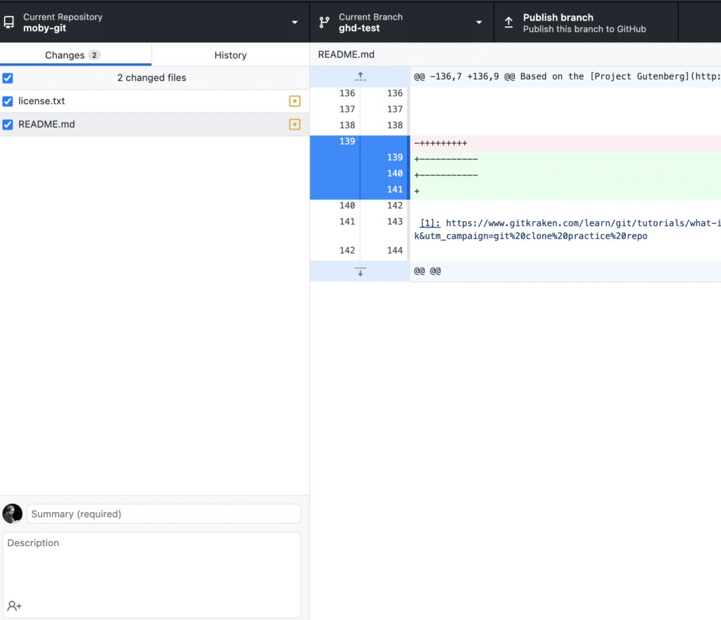 GitHub Desktop automatically staging all modified files