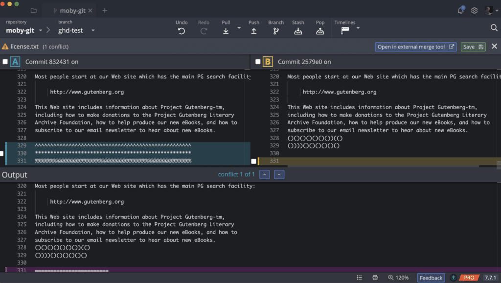 GitKraken Merge Conflict Editor
