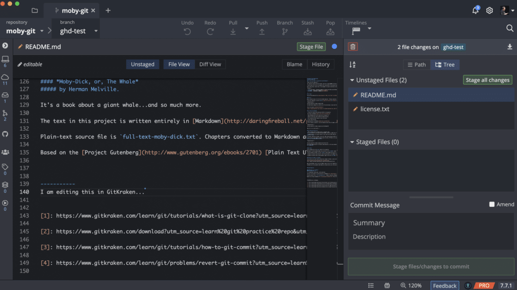 GitKraken built in Monaco editor in action