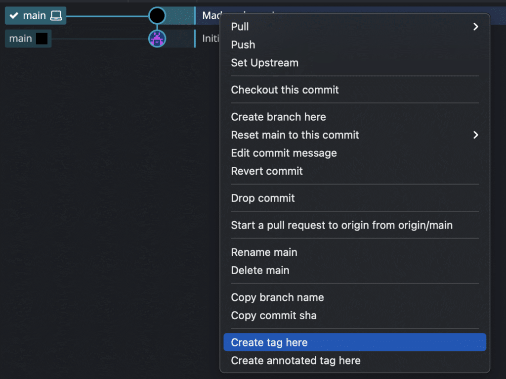 git push tag create a tag in GitKraken