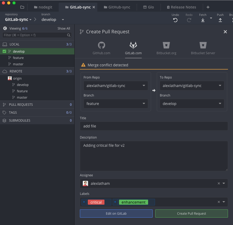 Pull Request View in GitKraken