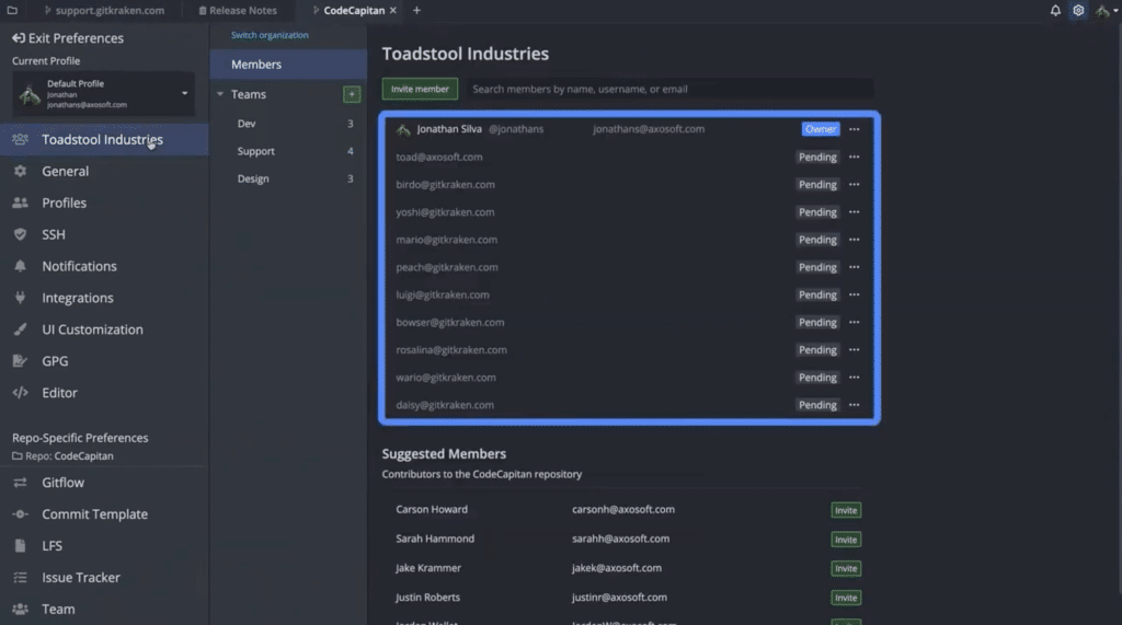 gitkraken for teams organization team