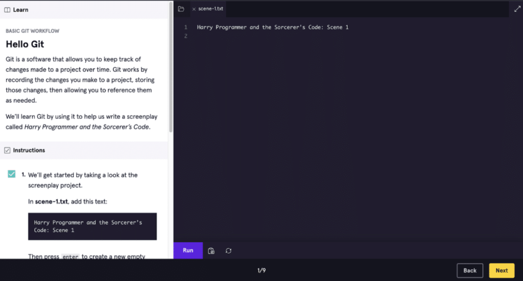learning git codecademy text editor