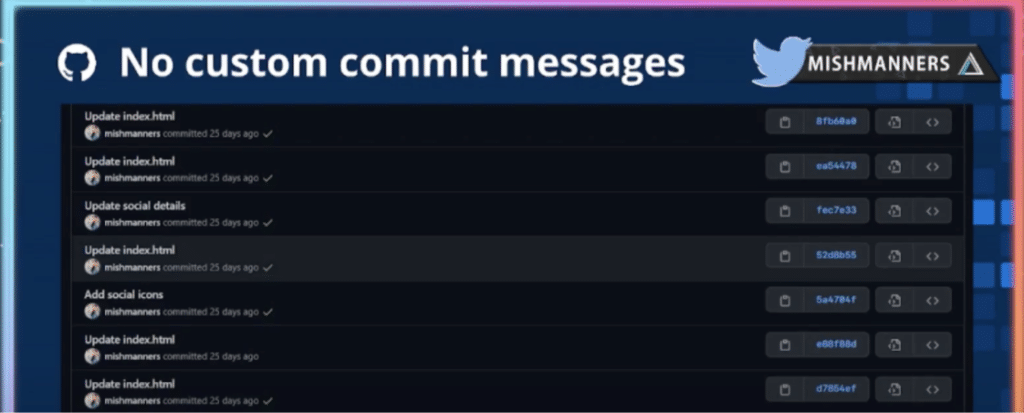 michelle mannering github no custom commit messages