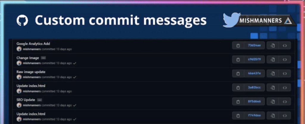 michelle mannering github custom commit messages