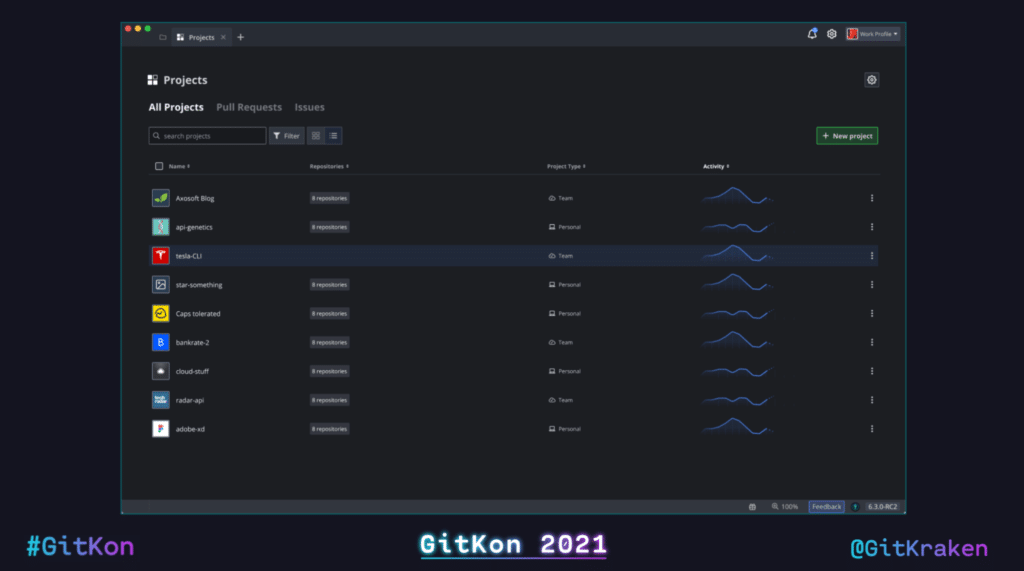 git metrics gitkraken projects