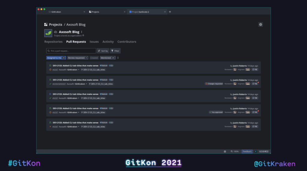 git metrics gitkraken projects pull requests