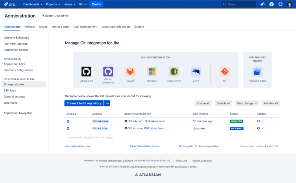 git integration for jira new jira indexing features