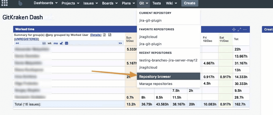 git integration for jira repo browser