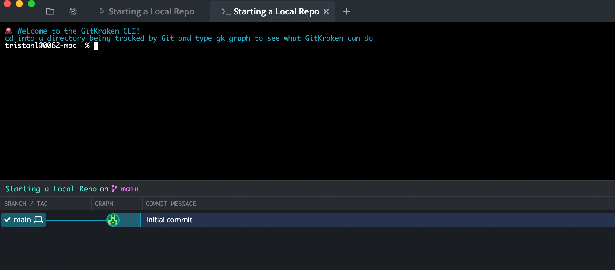 Short looping video depicts the process of connecting a remote repo with GitKraken Client's CLI