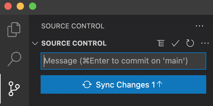 The Sync Changes button allows you to push your changes to the remote