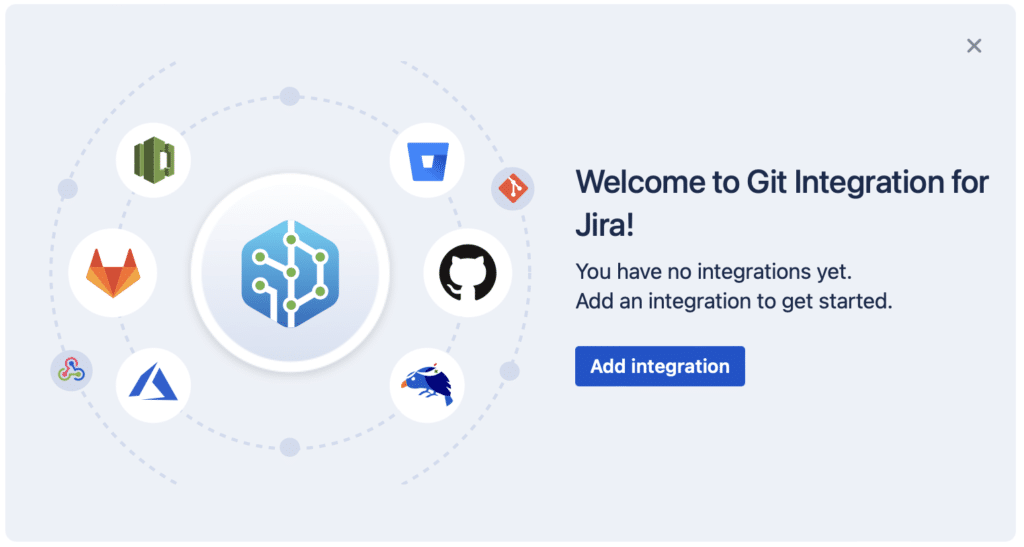 "Welcome to Git Integration for Jira!" new welcome screen for administrators