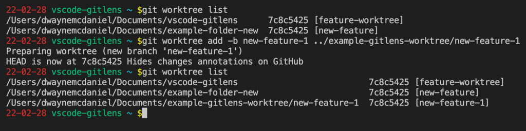 git worktree add -b new-feature-1 ../example-gitlens-worktree/new-feature-1