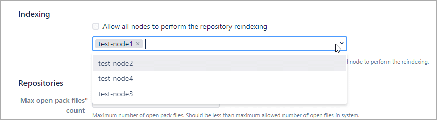 Image shows dedicated node indexing feature in Git Integration for Jira Data Center