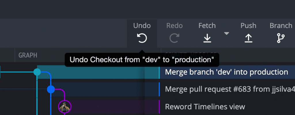 The Undo button in GitKraken Client