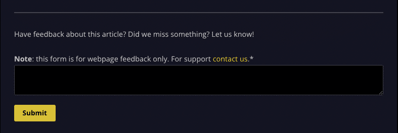 Feedback form on the GitKraken Help Center