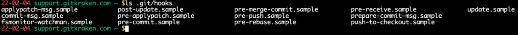 The .git/hooks folder contents.