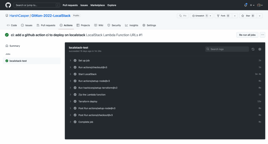 GitHub Actions and LocalStack integration