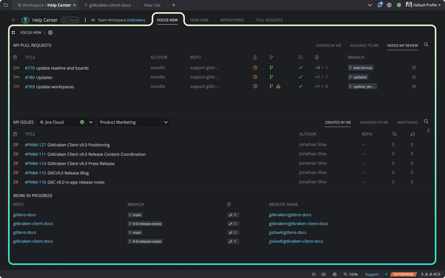 GitKraken Workspaces - Focus-View