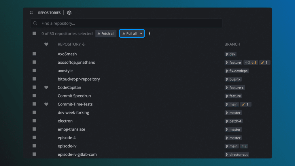 GitKraken Client 9.5 Pull all repos