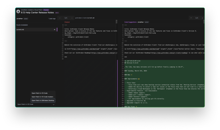 Cloud Patches: Share Git Changes Without Committing | GitKraken