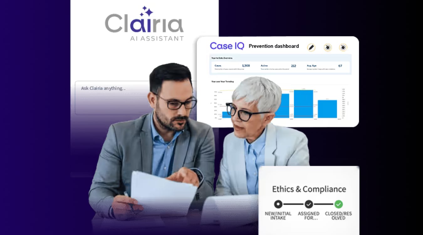 Dashboards from Case IQ including AI assistant, prevention dashboard and ethics compliance.
